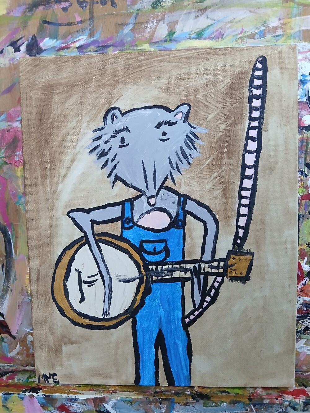 Possum Playing Banjo Painting